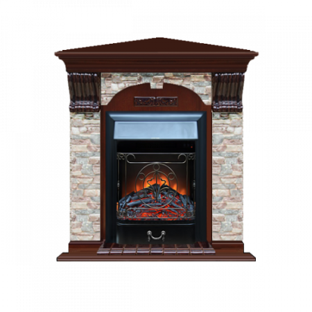 Арочный Грот цветной угловой (красное дерево)+Majestic Black